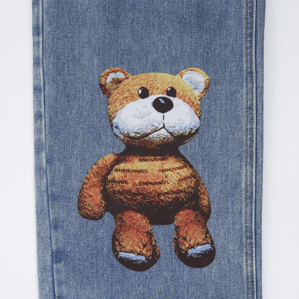 OHNT BEAR PATCH DENIM - WIDE FIT