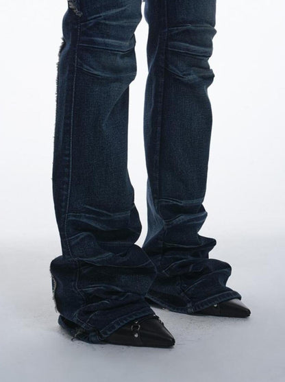 RAW EDGE DENIM FLARE PANTS