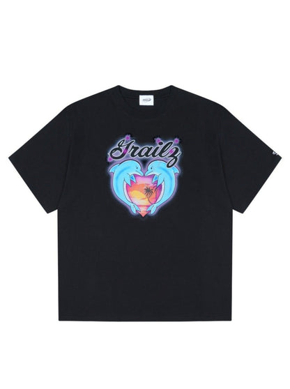 DOLPHIN HEART GRAPHIC T-SHIRT