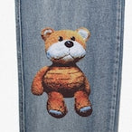 OHNT BEAR CONTRAST DENIM PANTS