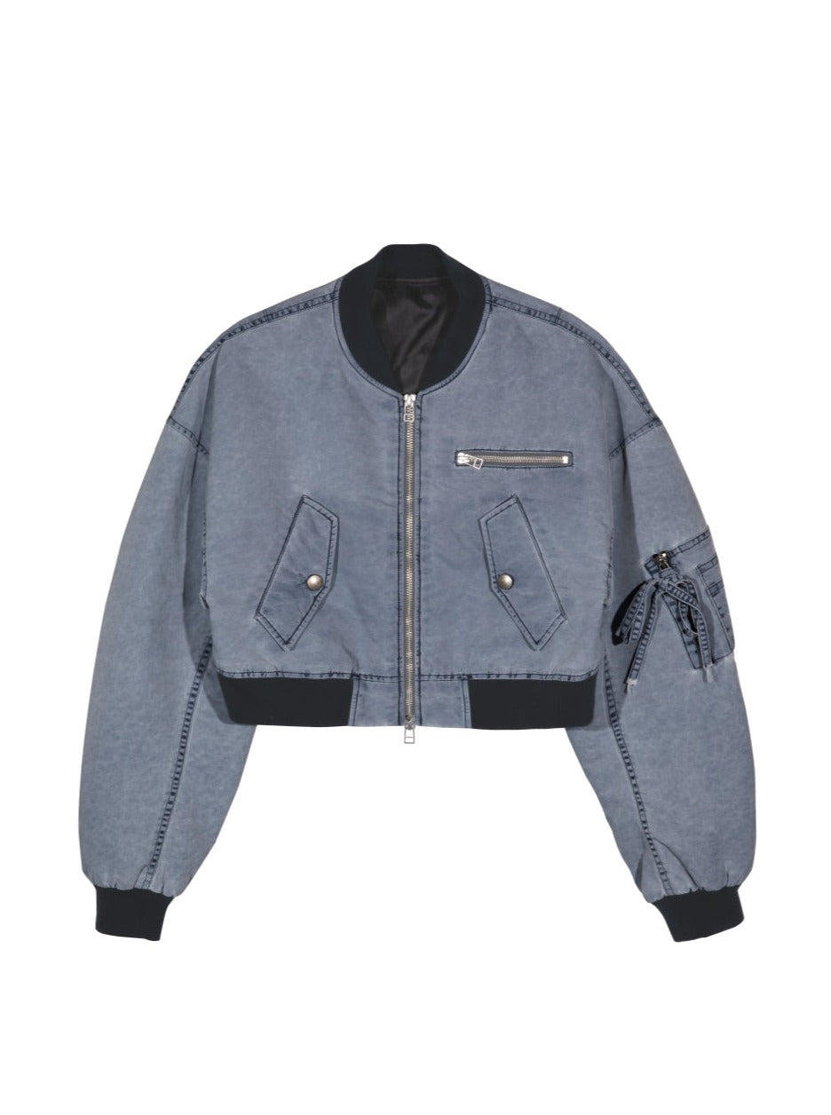 CROP RIPPLE WASHED MA-1 JACKET