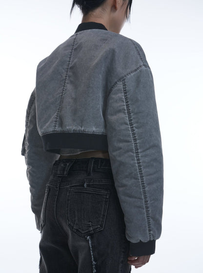 CROP RIPPLE WASHED MA-1 JACKET